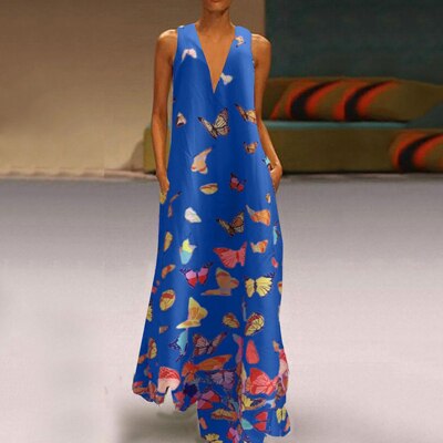 Butterfly Sleeveless Maxi Dress