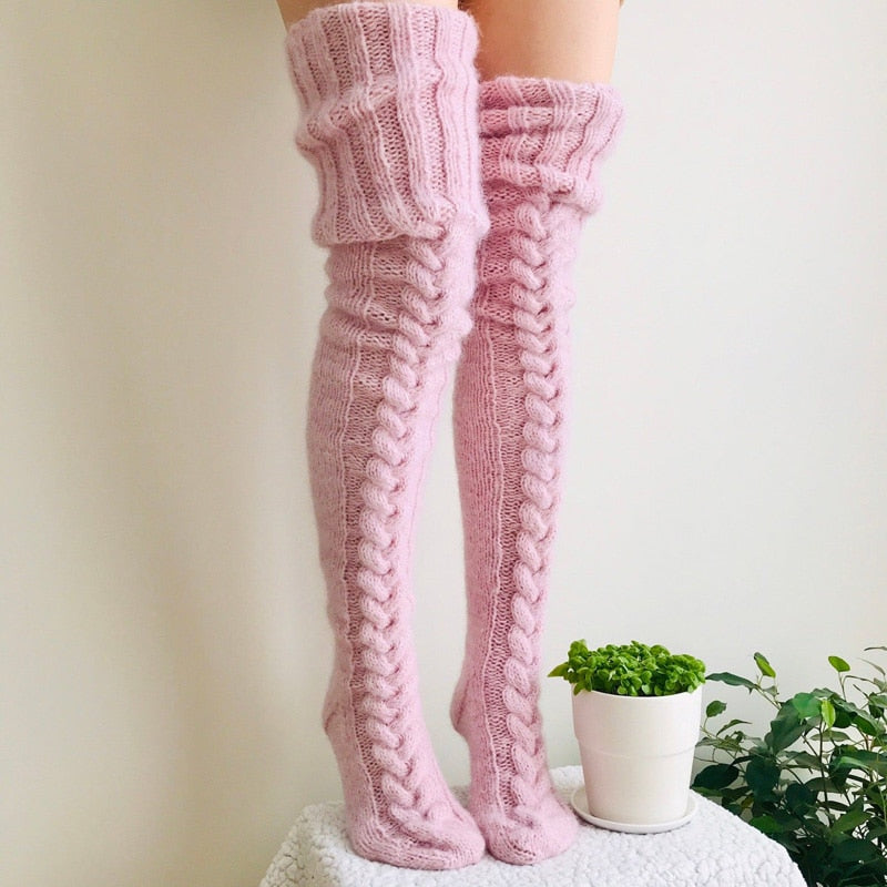 Knitted socks over the knee