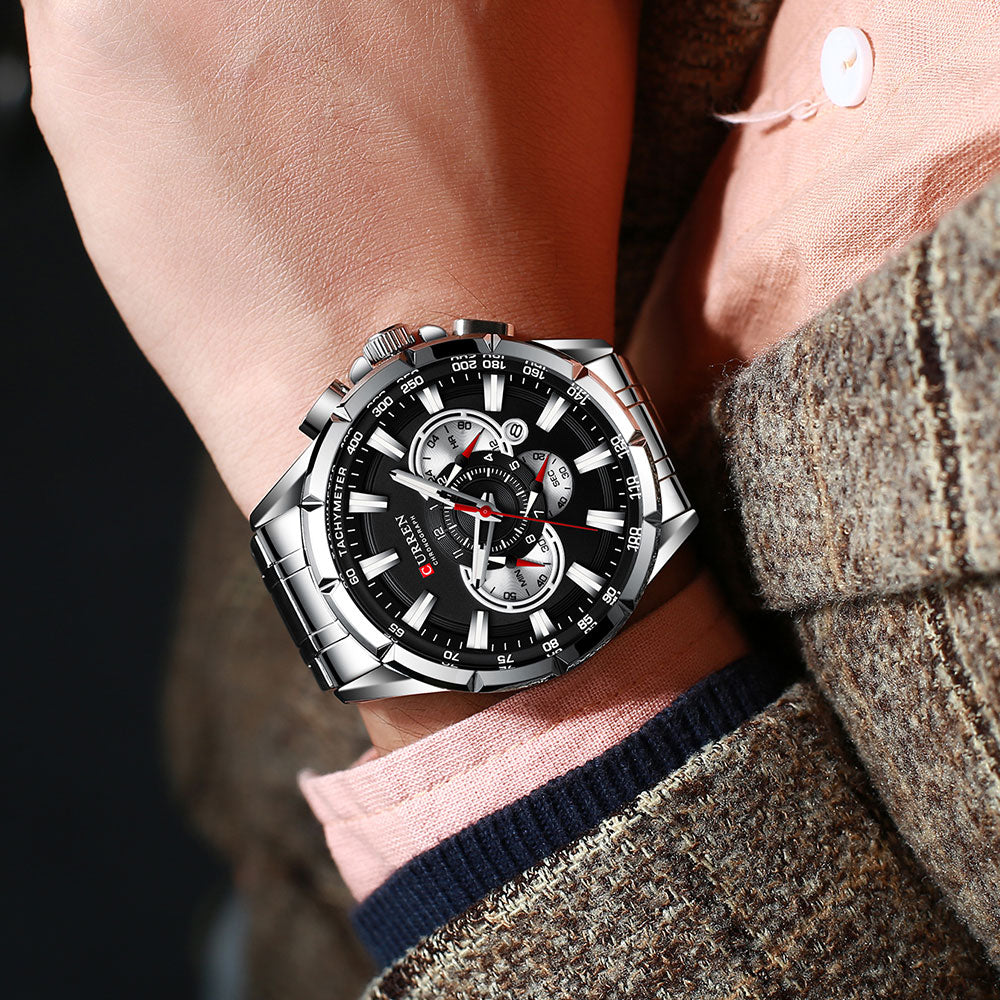 Curren 3 Dials Chronograph Luxury Wristwatch