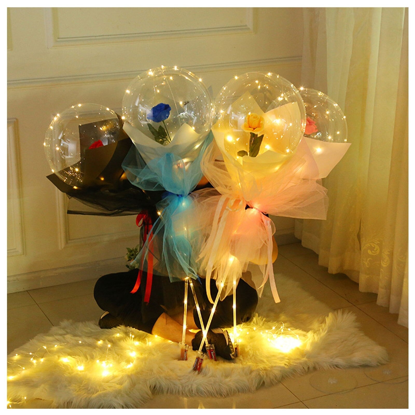 LED Luminous Balloon Rose Bouquet (Do-it-yourself package)