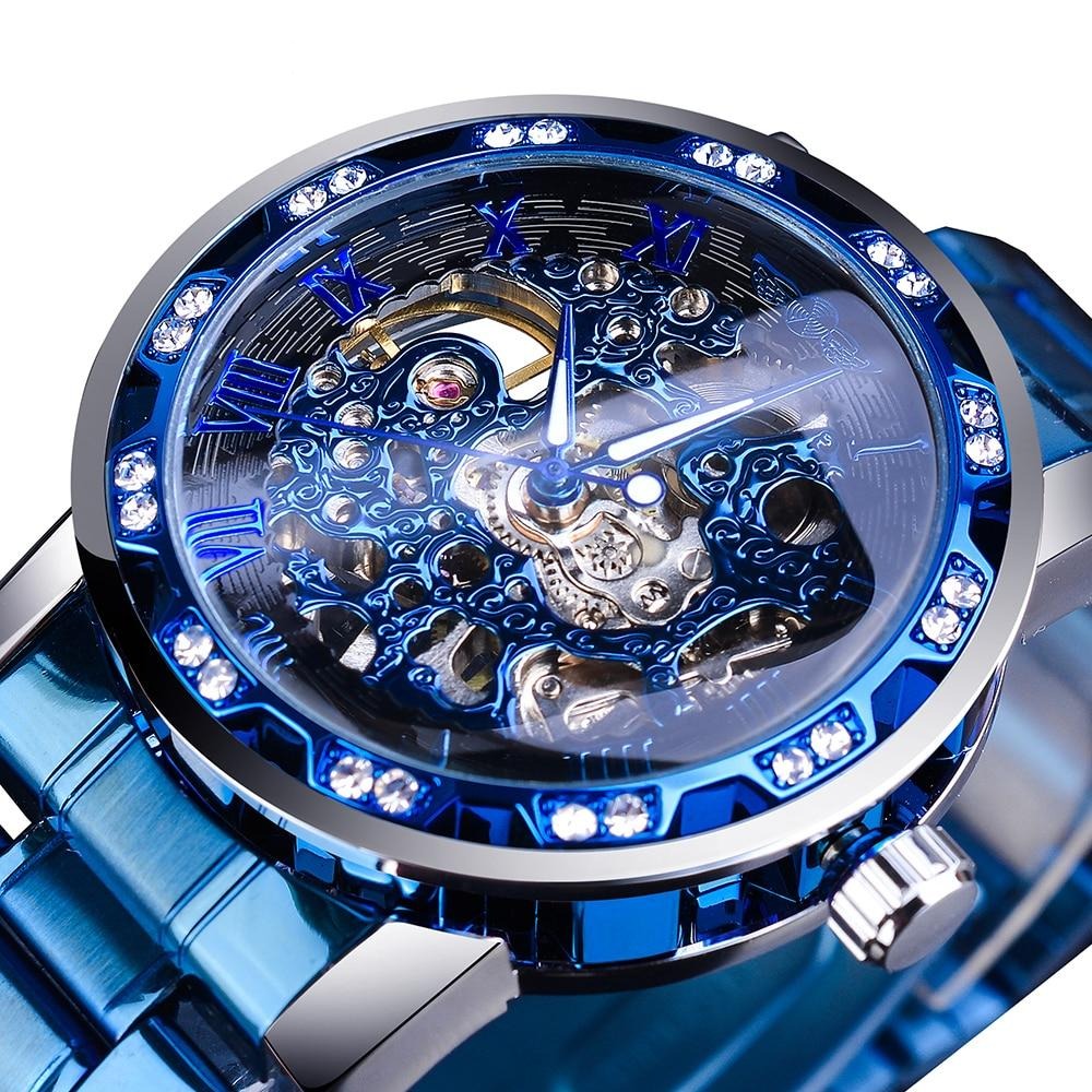 Retro luminous skeleton mechanical watch