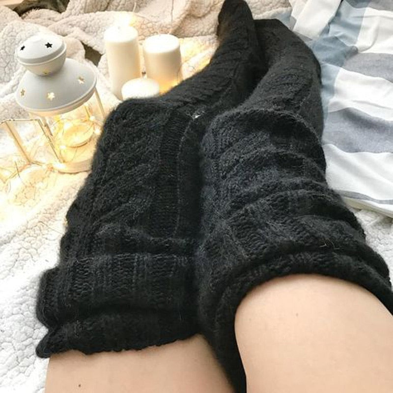 Knitted socks over the knee