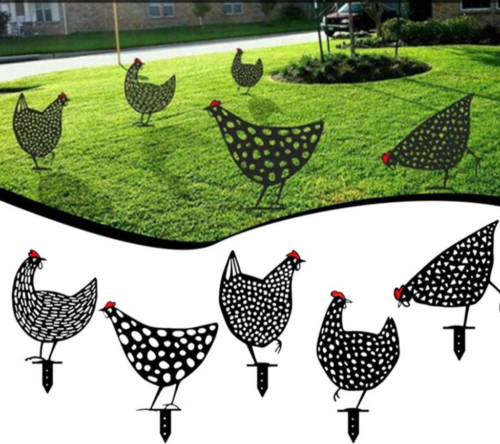 Chicken set - 4-piece decoration set for indoors and outdoors!