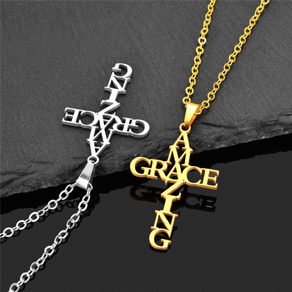 Amazing Grace Cross Necklace