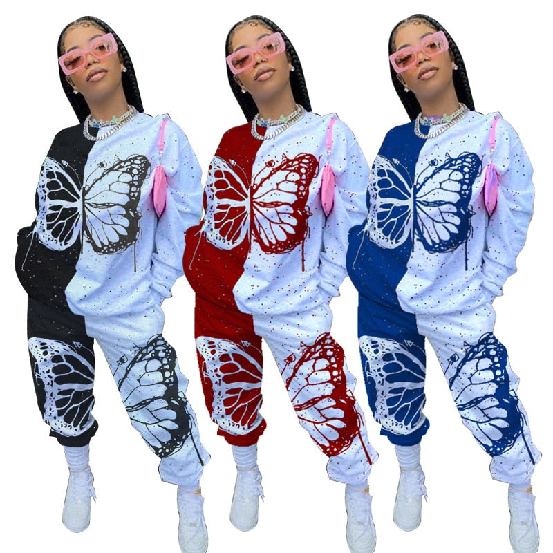 Butterfly Print Cotton Tracksuit