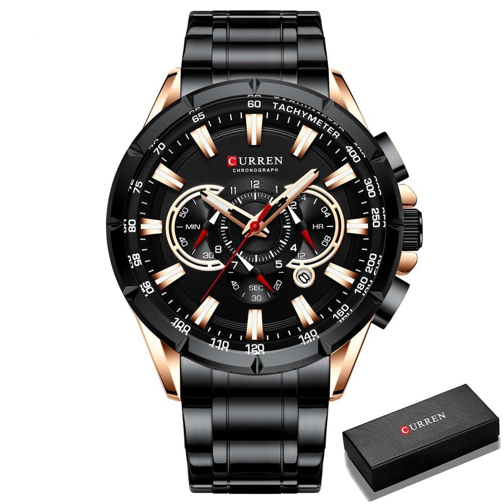 Curren 3 Dials Chronograph Luxury Wristwatch