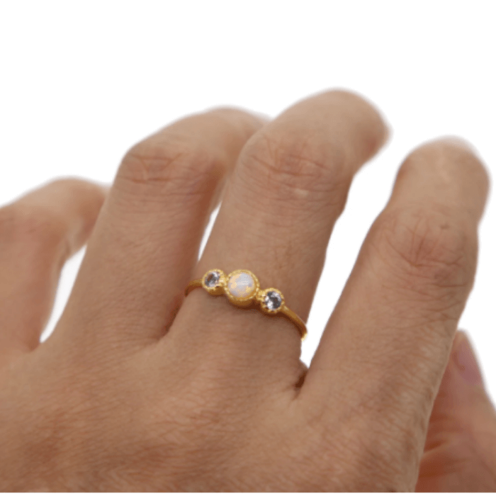 Moonstone Pearl Ring