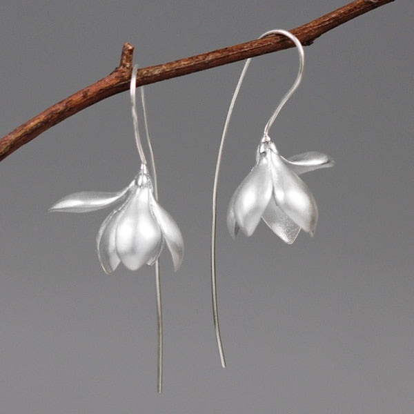 Magnolia Flower Dangle Earring