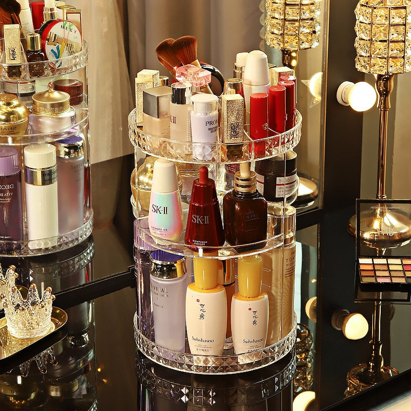 Rotating makeup organizer