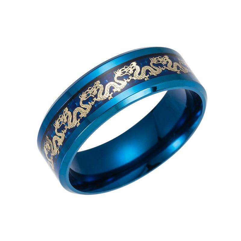 Ringer i titanlegering med drage-motiv