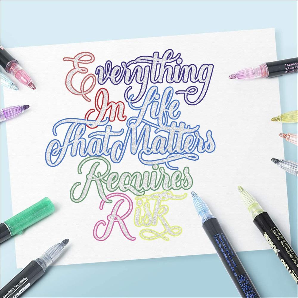 12 Colors Self-Outline Metallic Markers