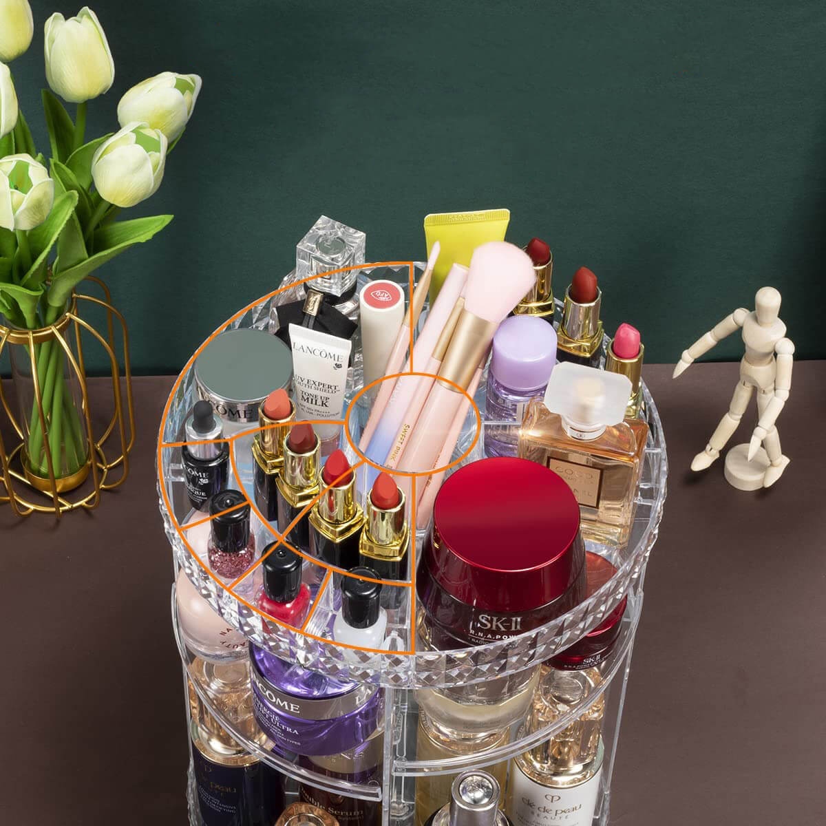 Rotating makeup organizer