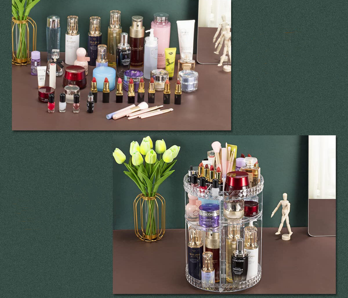 Rotating makeup organizer