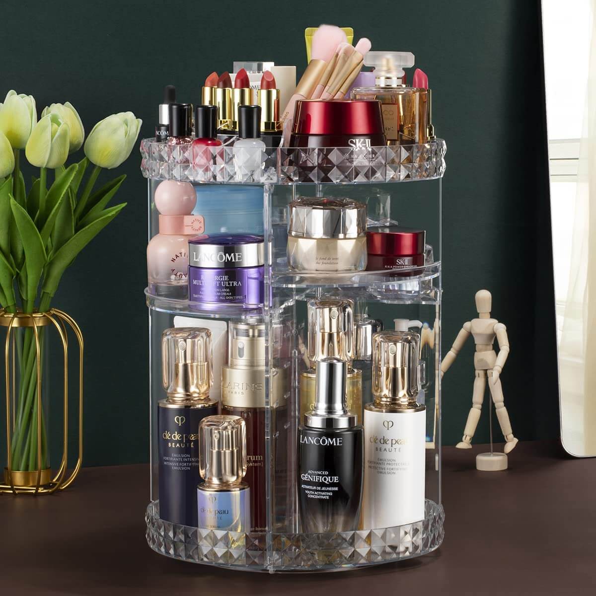 Rotating makeup organizer