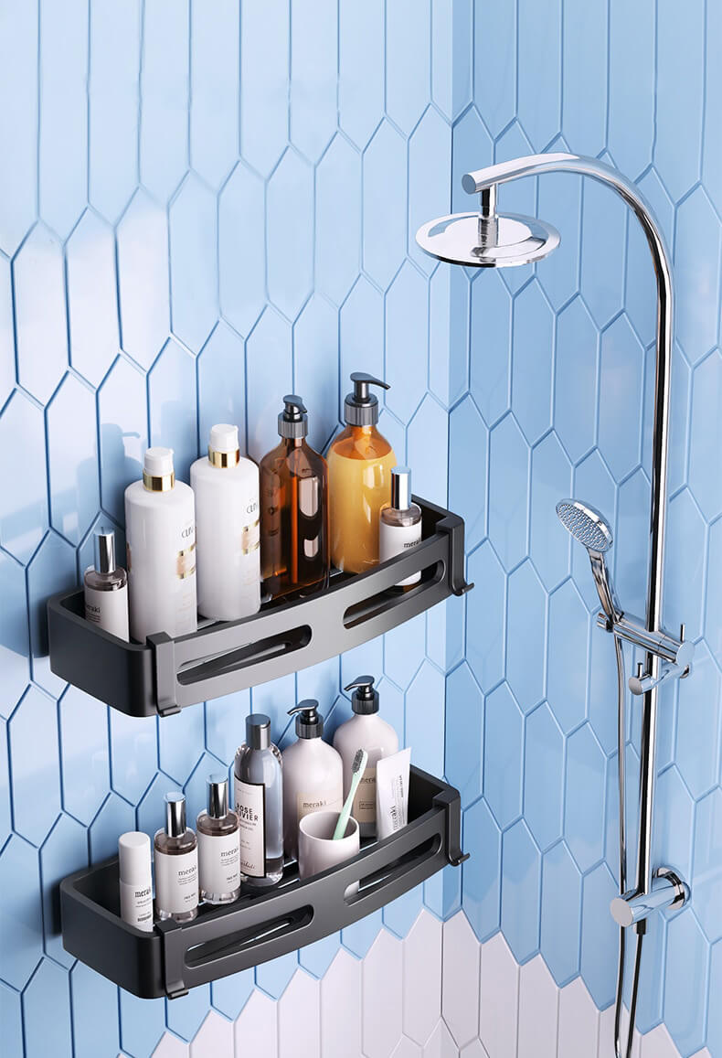Silver shower basket