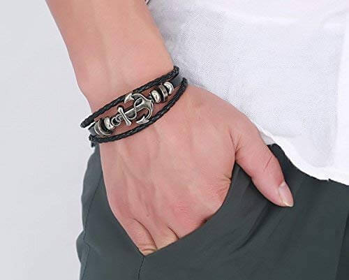 Anchor Leather Bracelet