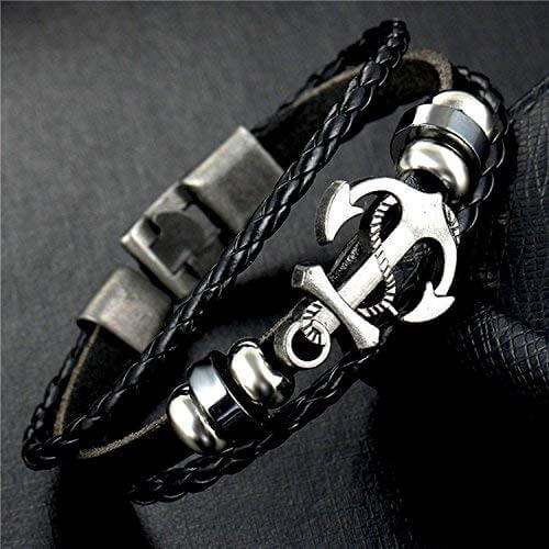Anchor Leather Bracelet