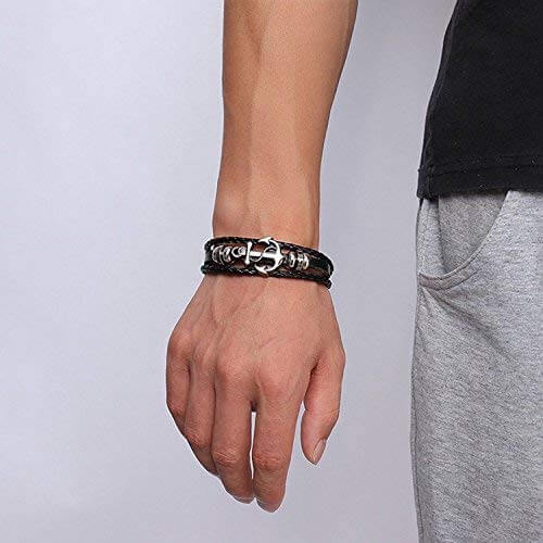 Anchor Leather Bracelet