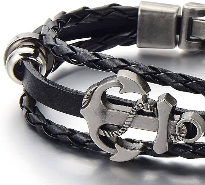 Anchor Leather Bracelet