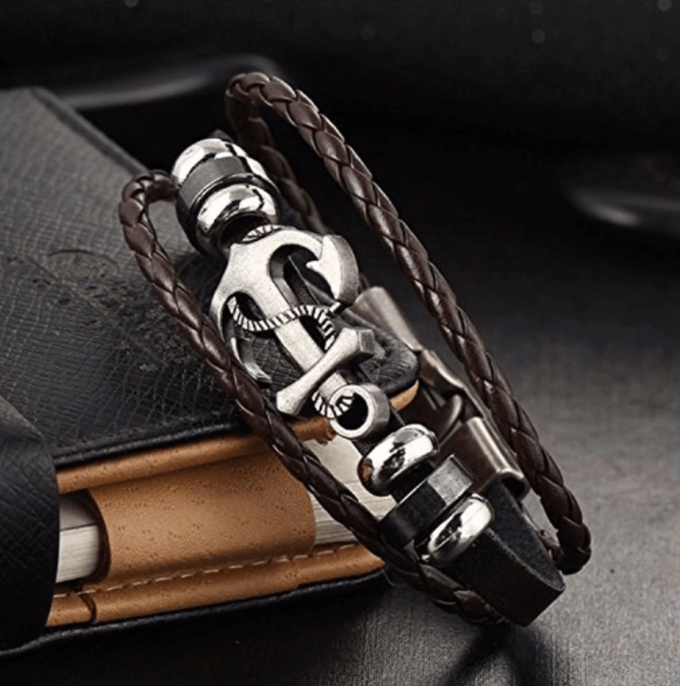 Anchor Leather Bracelet