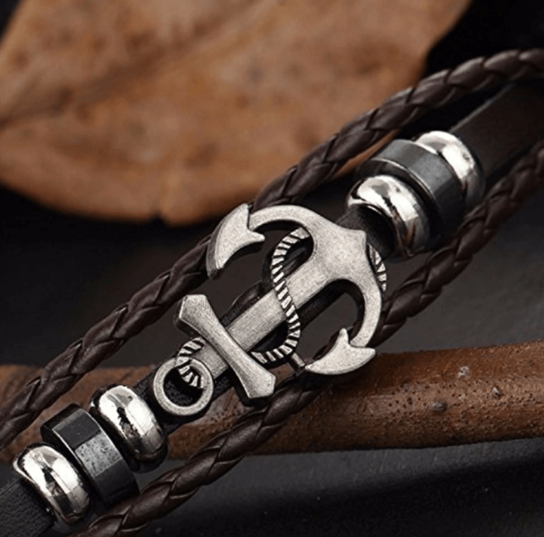 Anchor Leather Bracelet