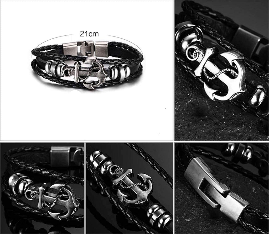 Anchor Leather Bracelet