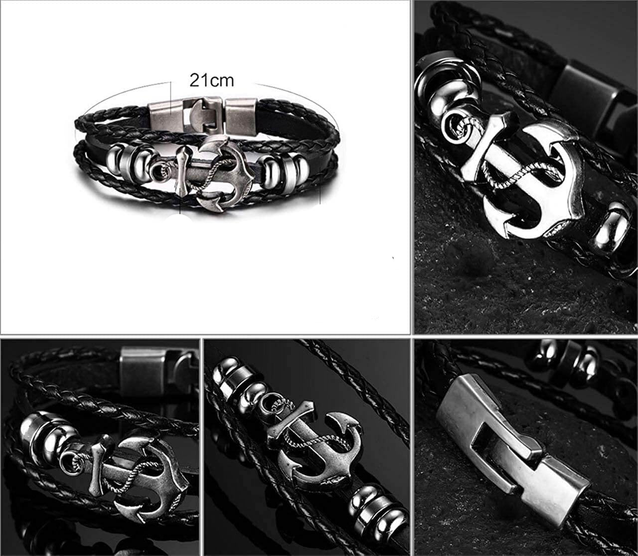 Anchor Leather Bracelet