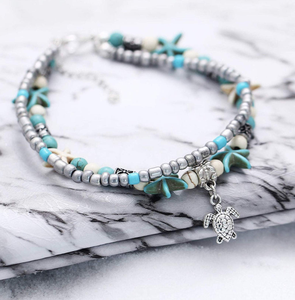 (BEST SELLER) Handmade Turtle & Ocean Ankle Bracelet