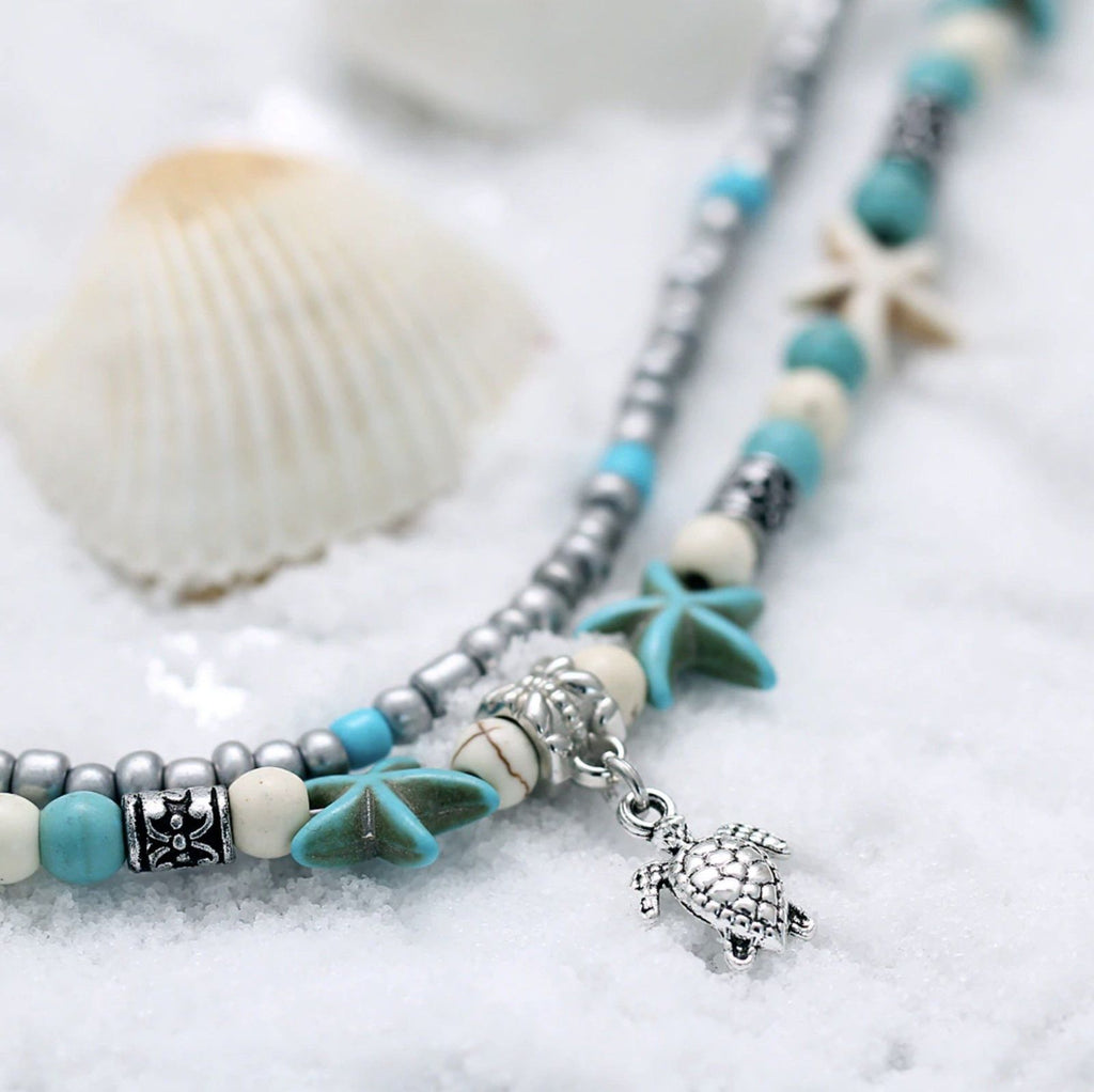 (BEST SELLER) Handmade Turtle & Ocean Ankle Bracelet