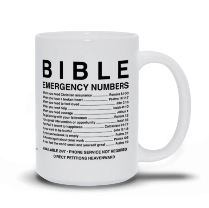 Bible Emergency Numbers Mug