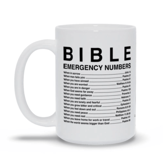 Bible Emergency Numbers Mug