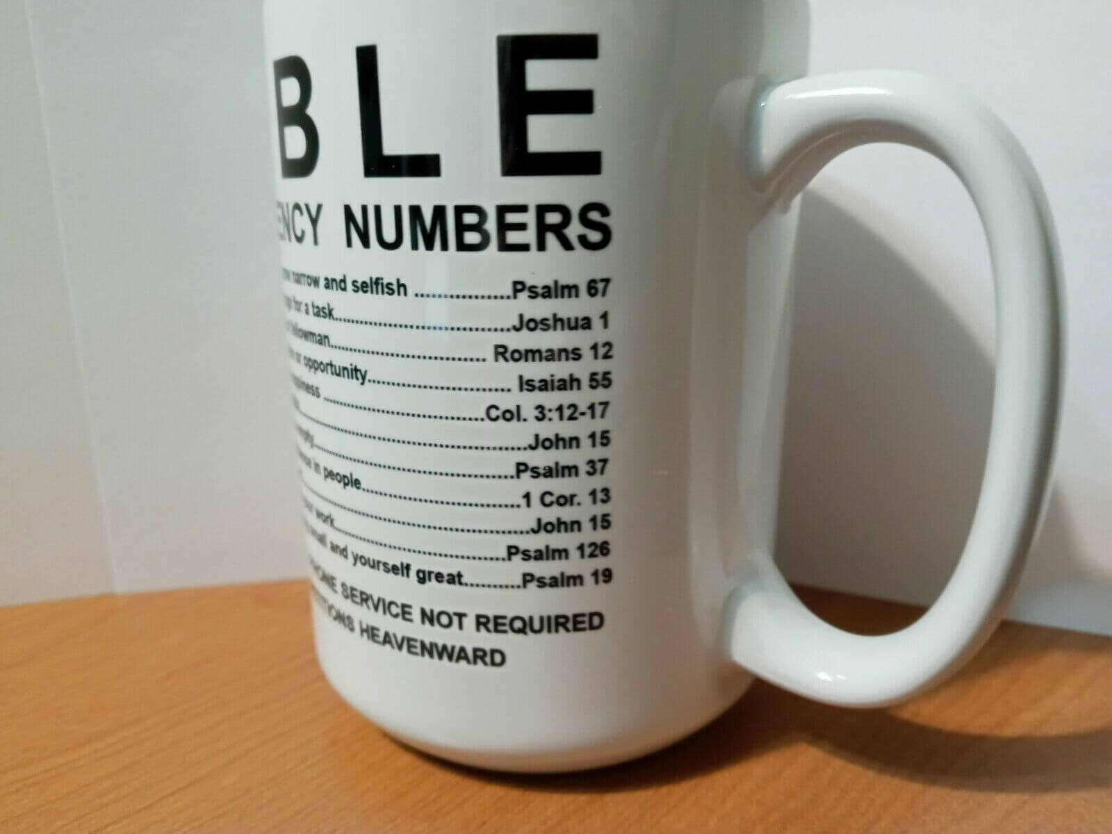 Bible Emergency Numbers Mug