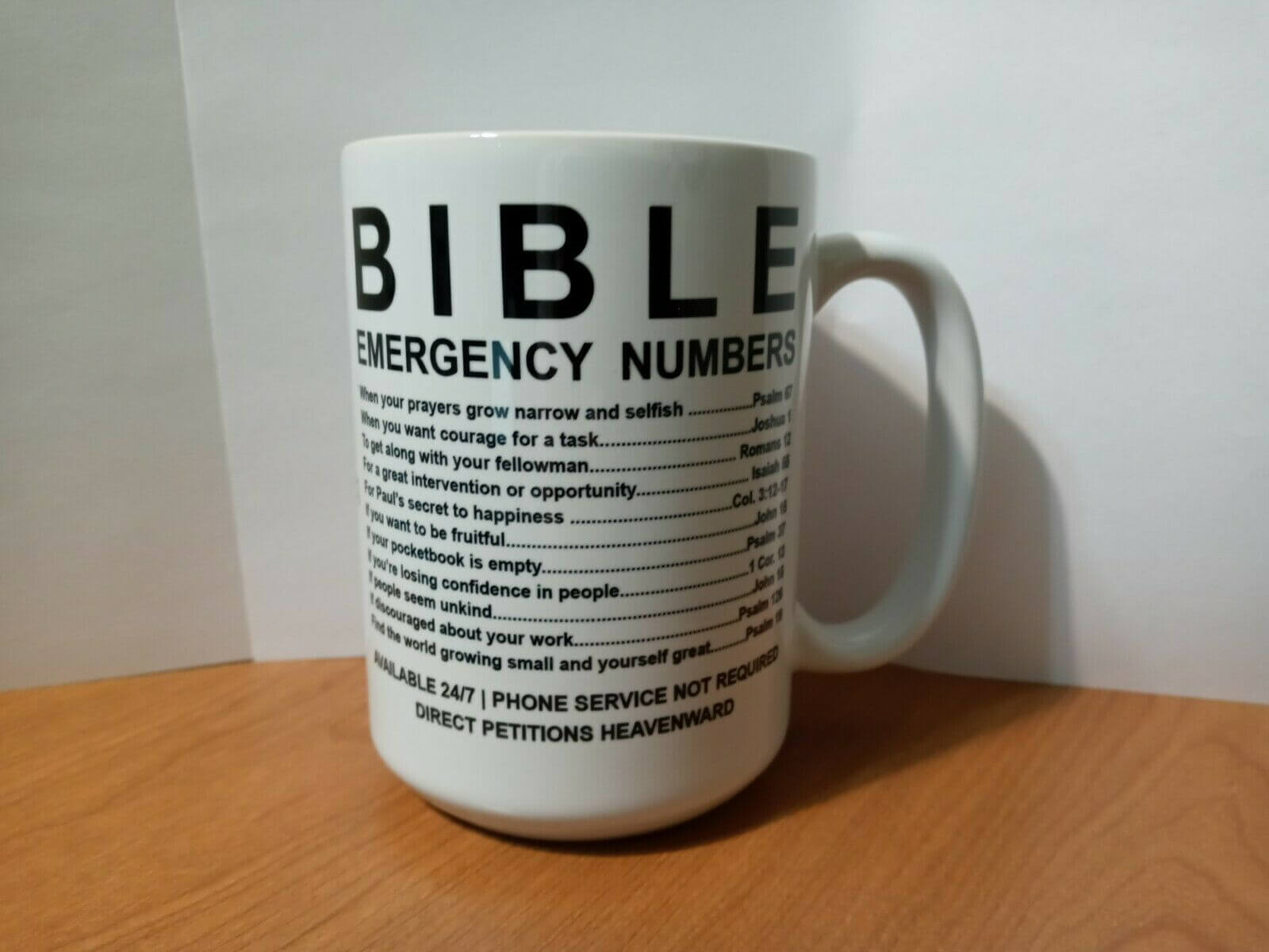 Bible Emergency Numbers Mug