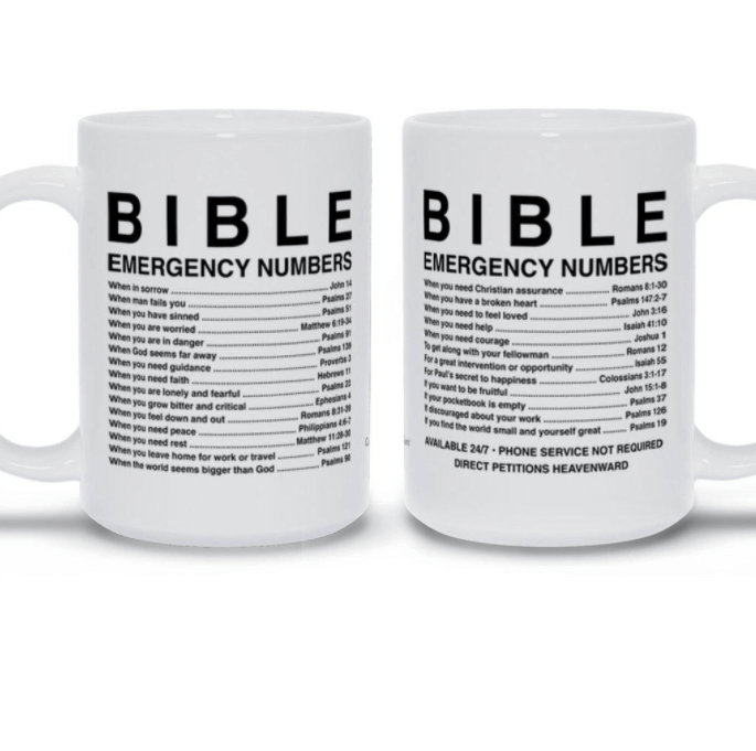 Bible Emergency Numbers Mug