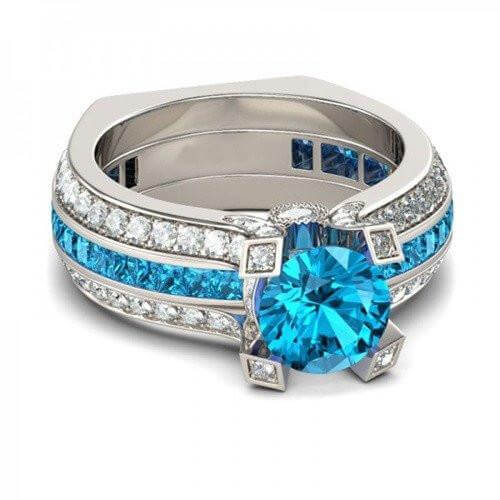 Silver Aquamarine (March) Birthstone Ring
