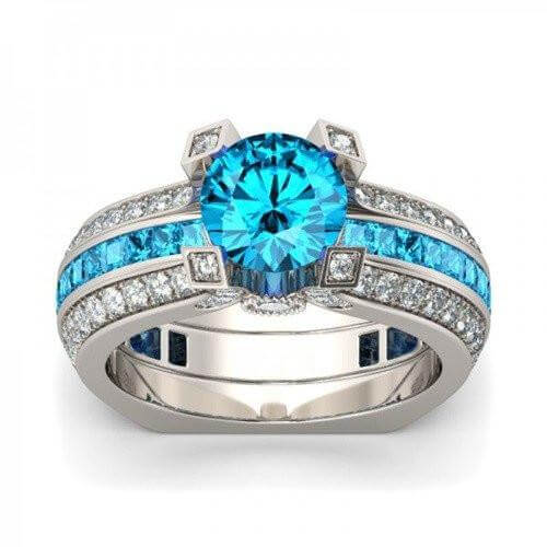 Silver Aquamarine (March) Birthstone Ring