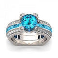 Silver Aquamarine (March) Birthstone Ring