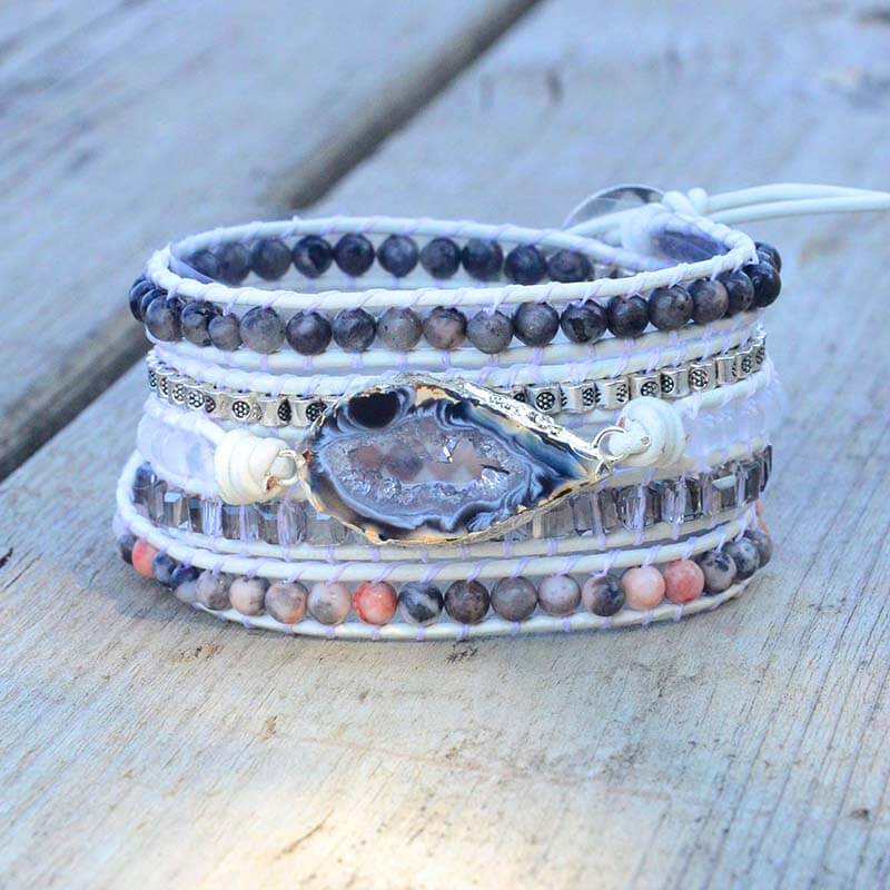 Magical Labradorite &amp; Druzy Crystal Braided Bracelet