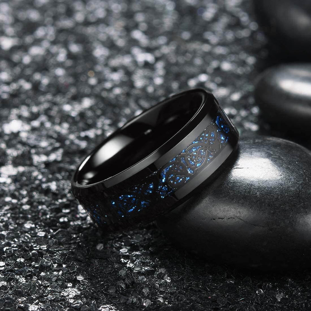 Carbon Fiber Celtic Dragon Ring