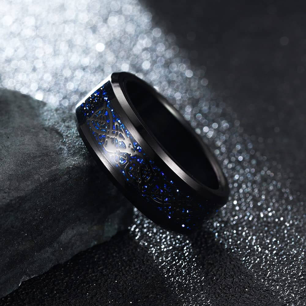 Carbon Fiber Celtic Dragon Ring