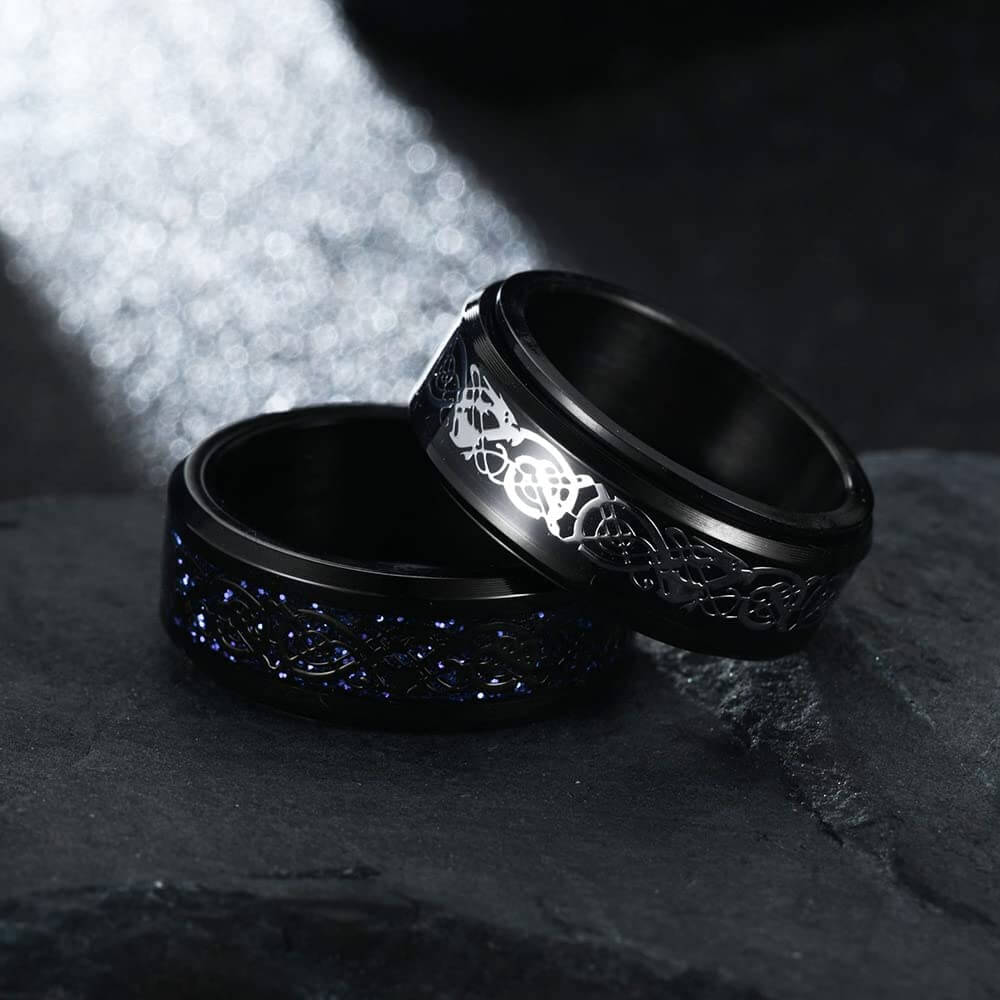 Carbon Fiber Celtic Dragon Ring