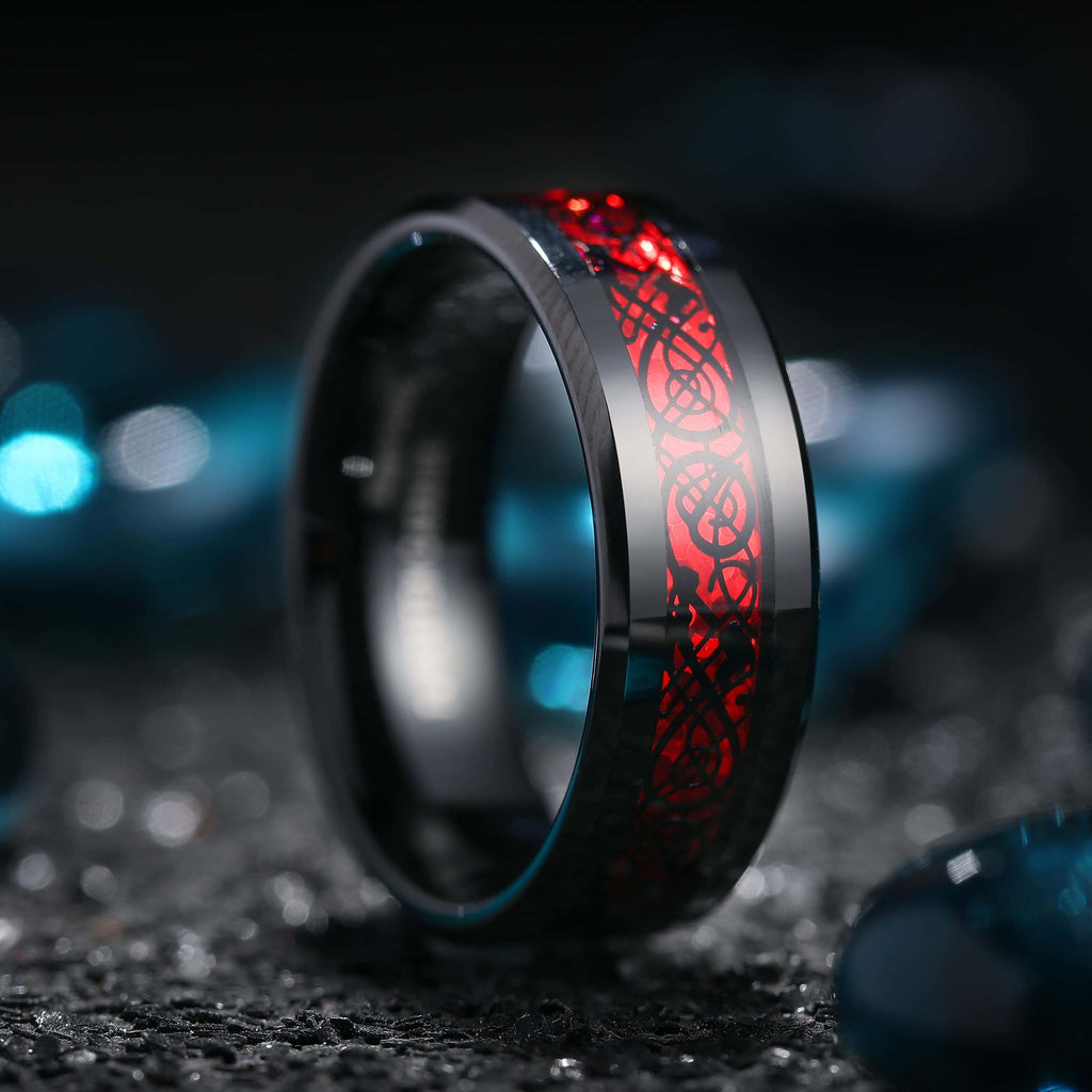 Carbon Fiber Celtic Dragon Ring