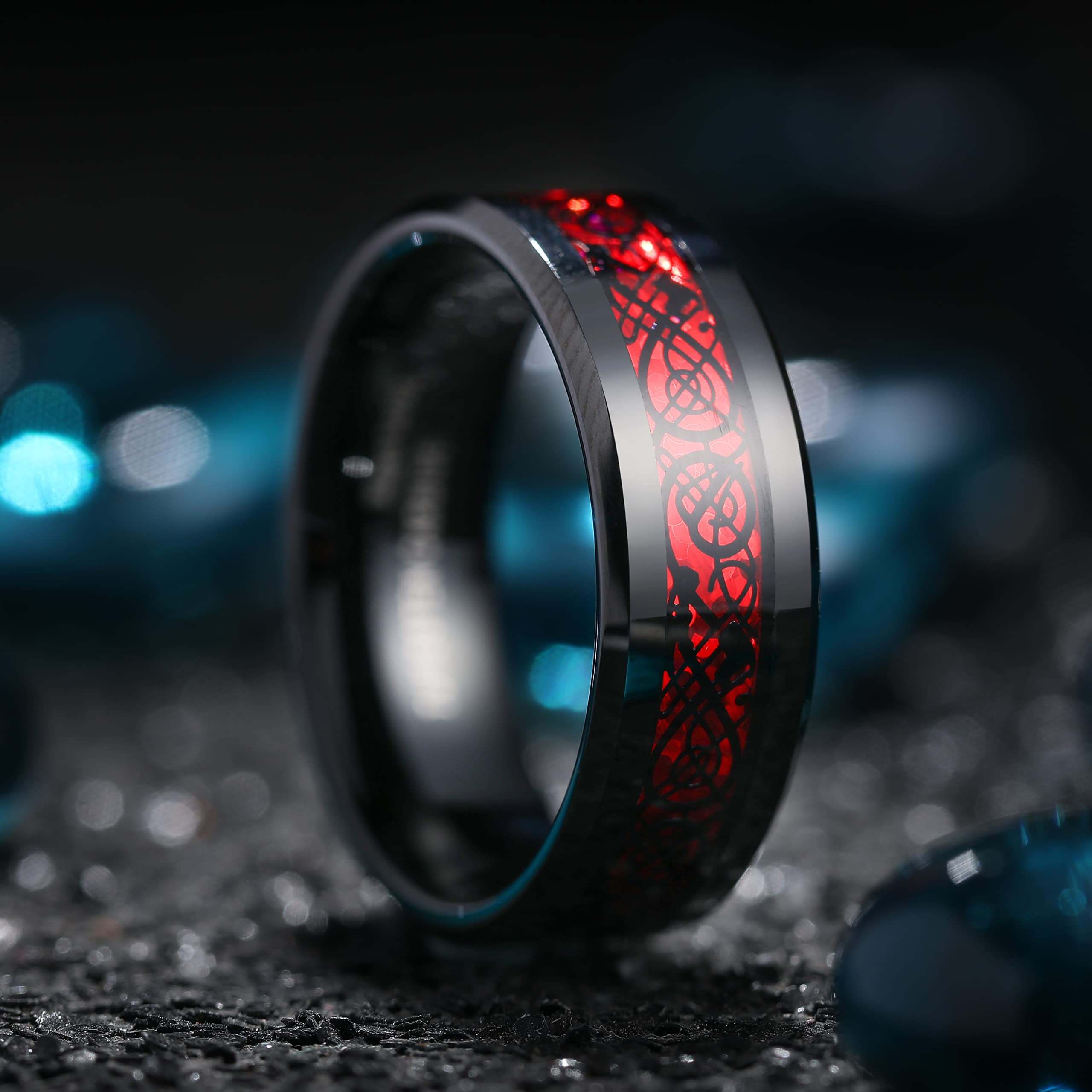 Carbon Fiber Celtic Dragon Ring