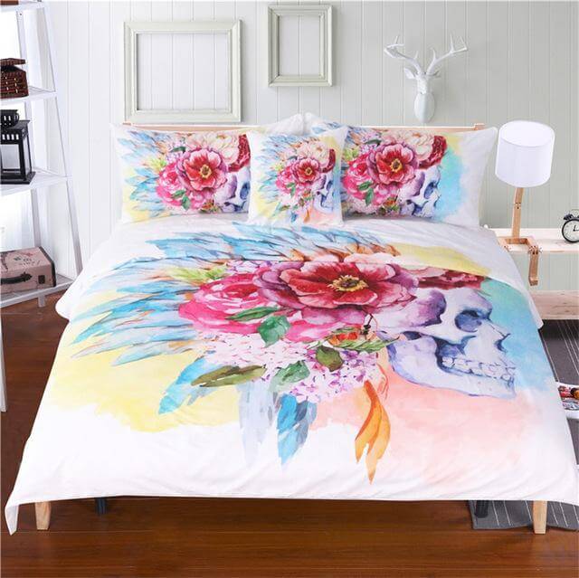 Floral Skull Bedding Set