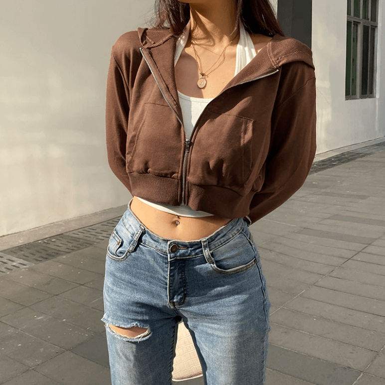 Extra Slim Crimped Zip-Up Hoodie