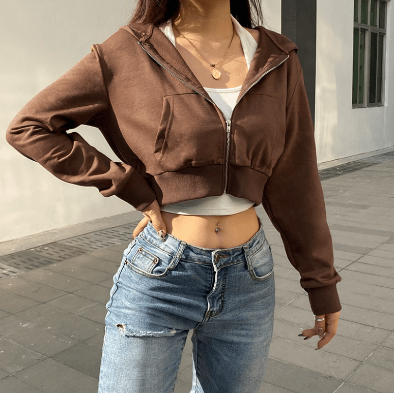 Extra Slim Crimped Zip-Up Hoodie