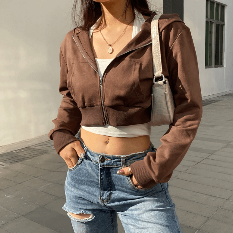 Extra Slim Crimped Zip-Up Hoodie