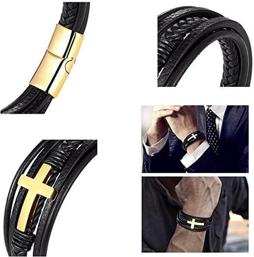 Faith Leather Cross Bracelet