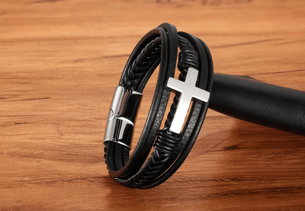 Faith Leather Cross Bracelet