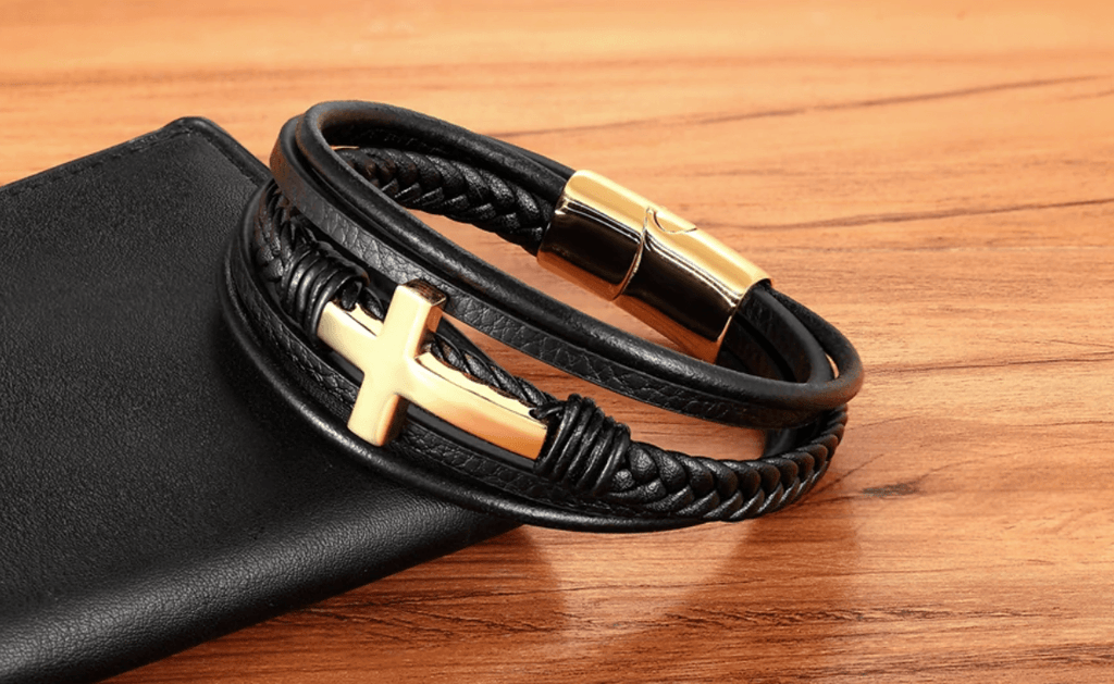 Faith Leather Cross Bracelet